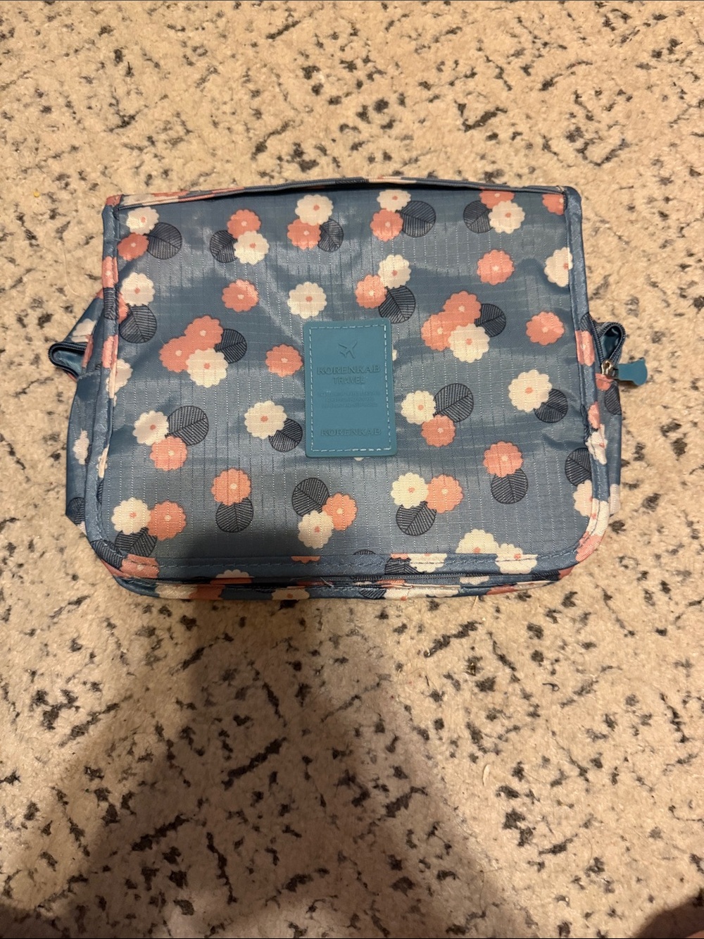 Travel Cosmetic Organizer Pouch - Blue Floral